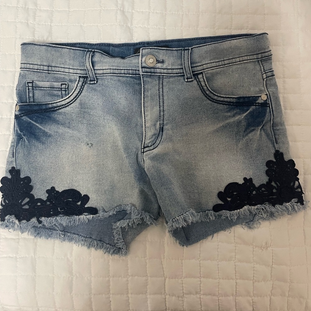 Jordache Light Blue Jean Shorts with Black Lace